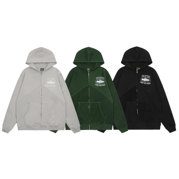 Black Corteiz Superior V2 Zip-Up Hoodie