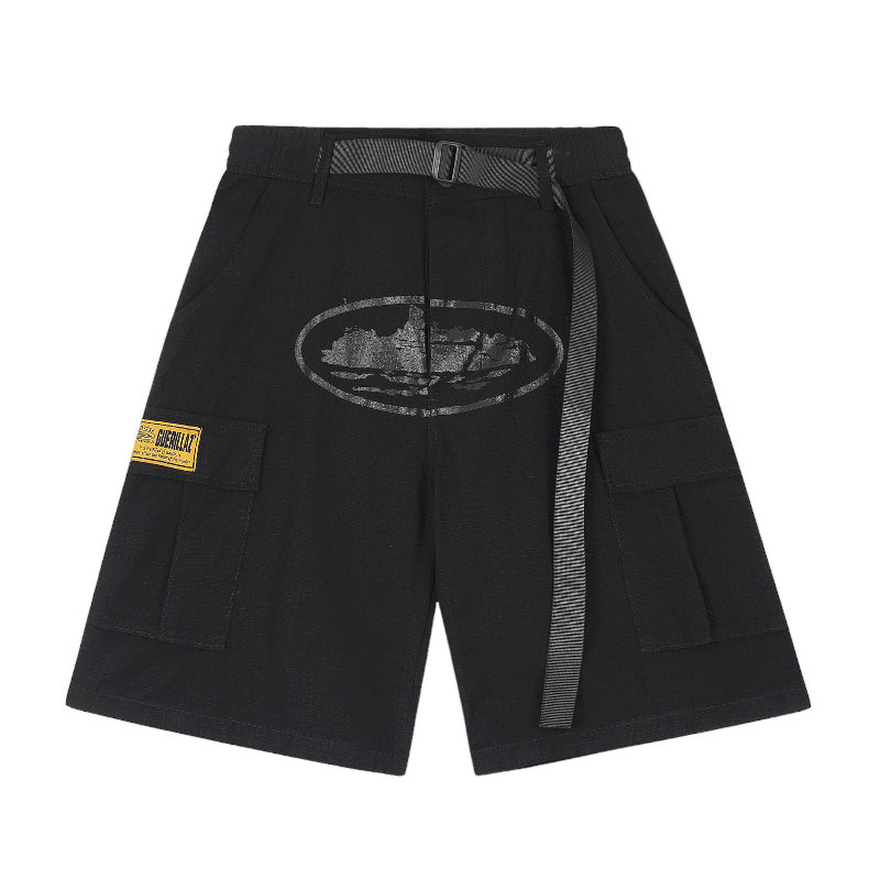 Corteiz Alcatraz Cargo Shorts Triple Black